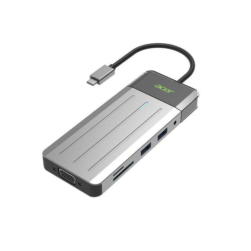 Acer ZL.DCK11.005 ODK3K0 USB-C 9-In-1 Travel Dock With 2X USB3.2 Gen1 5Gbps, HDMI 4K@30Hz, VGA 10...
