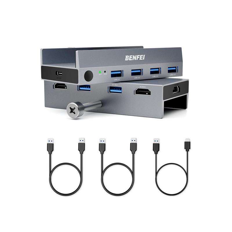 BENFEI All-Aluminium 4-In 2-Out USB HDMI KVM Switch Supports High-Definition 8K@60Hz Resolution A...