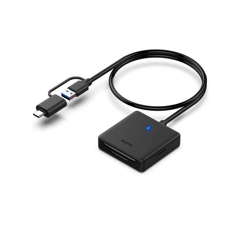 Benfei Usb-C Male 4-In-1 Card Reader With 1X Usb-C A Input + 1X Cf Sd Tf Ms Card Slots And Otg Co...