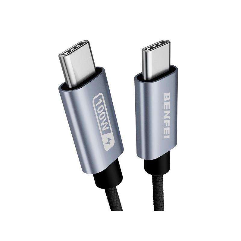 Benfei Usb-C 2.0 Male To Male 5A Qc Pd3.0 100W(Max.) 2M Cable With Nickle-Plated Connectors And S...