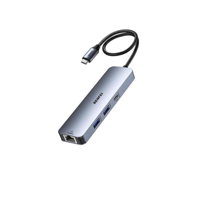BENFEI USB-C 6-In-1 Docking Station With HDMI 4K@60Hz, 2X USB-A 3.0 5Gbps + 1X USB-C 5Gbps Transf...
