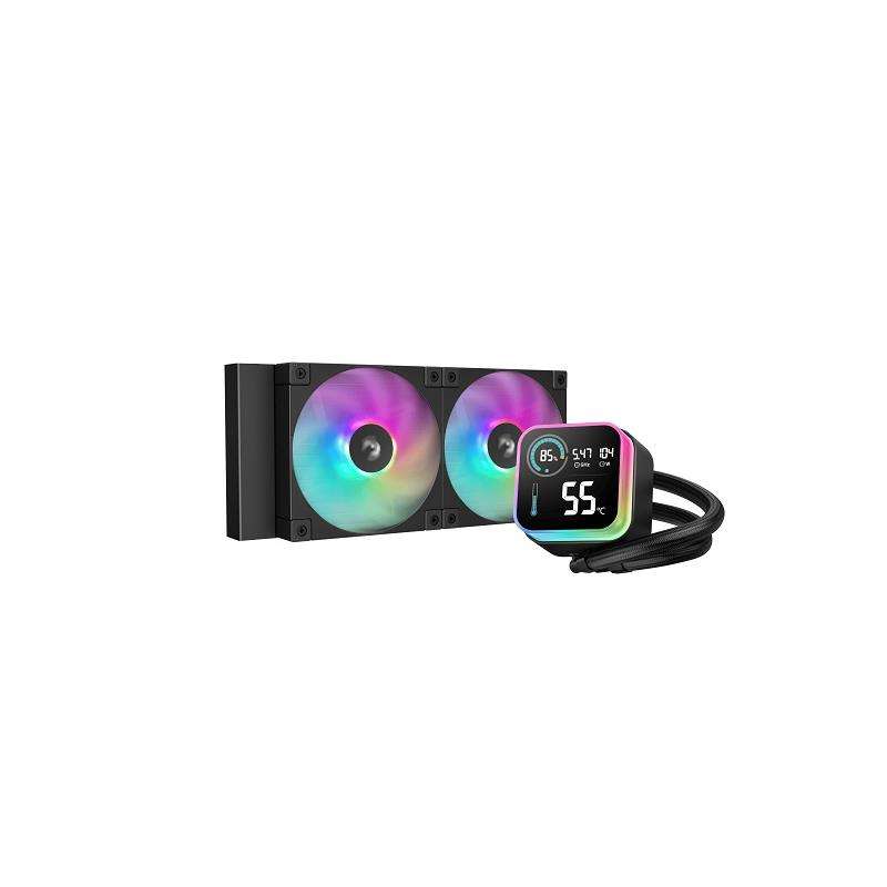 DeepCool LQ240BK A-RGB All-In-One CPU Liquid Cooler With Real-Time System Status Digital Display,...