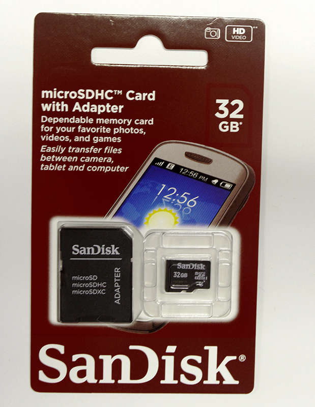 SANDISK 32GB MICROSD CARD + ADAPTER