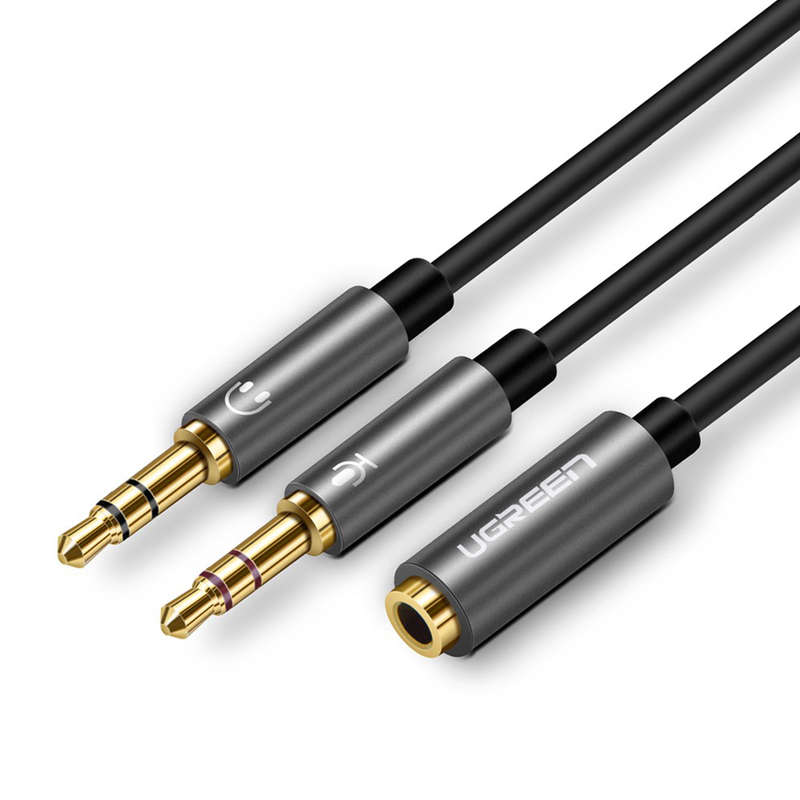 UGREEN 3.5MM AUD F TO 2XM MIC/AUD ADP-BK