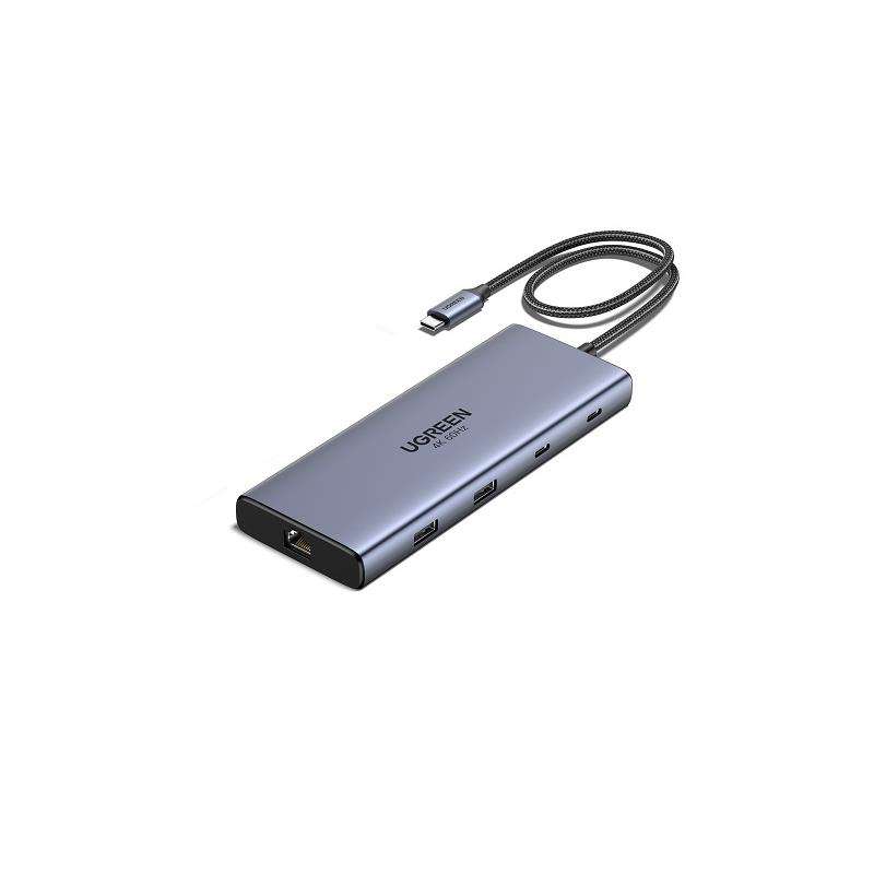 Ugreen 45380 Usb-C 10-In-1 Docking Station With Dual Hdmi 4K@60Hz, Glan, 2X Usb-C 3.2, 1X Usb-A 3...