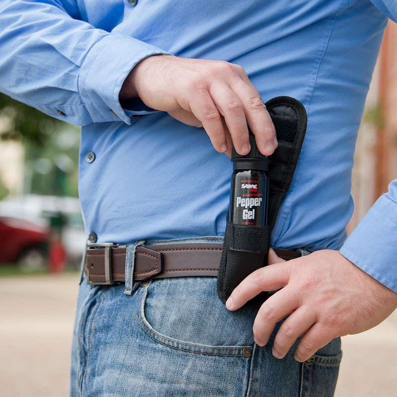 Sabre Tactical Pepper Gel with Flip Top & Belt Holster