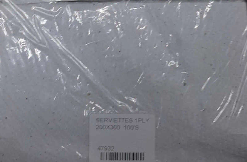 Serviettes 1ply 200x300 100'S