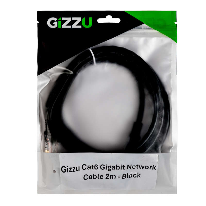 Gizzu Cat6 UTP Fly Lead Ethernet Network Cable 2m  Black
