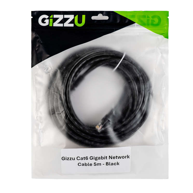 Gizzu Cat6 UTP Fly Lead Ethernet Network Cable 5m  Black