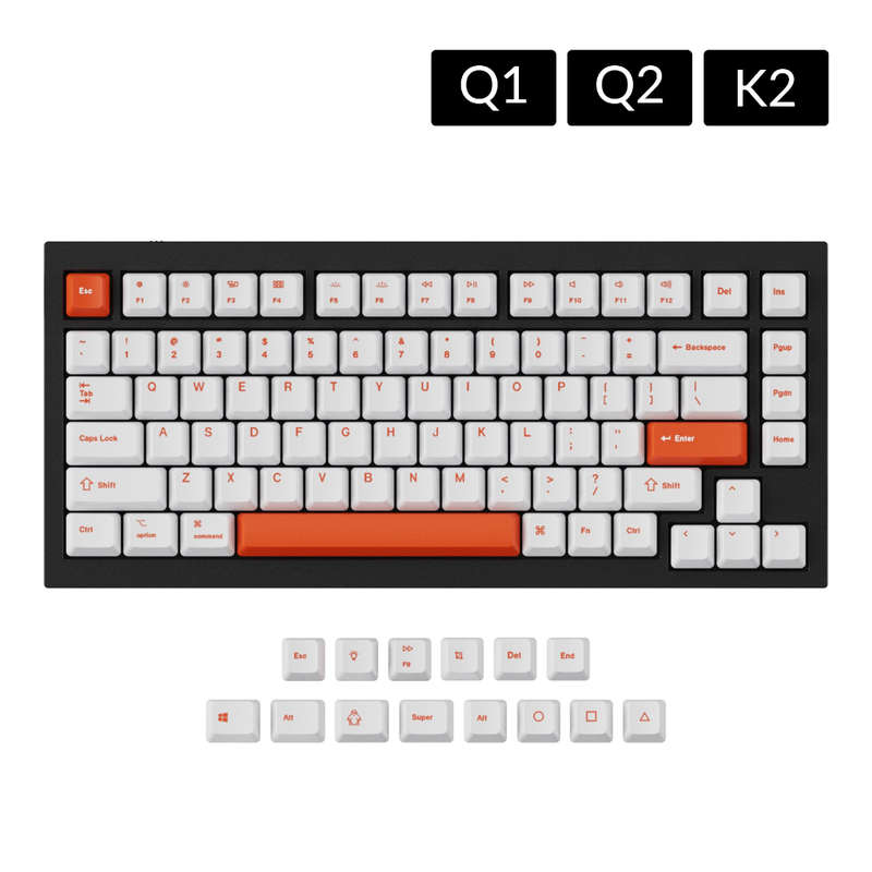 Keychron OEM Dye-Sub PBT Full Keycap Set - Orange/White