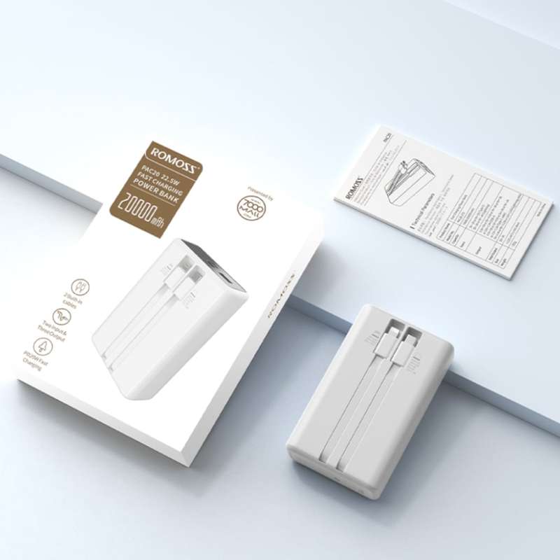 Romoss PAC20 20000mAh 22.5W Fast Charge Power Bank  White