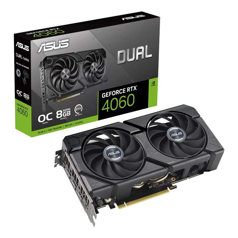Asus Dual GeForce RTX 4060 EVO OC 8G GDDR6 Graphics Card - PCIe 4.0 GPU