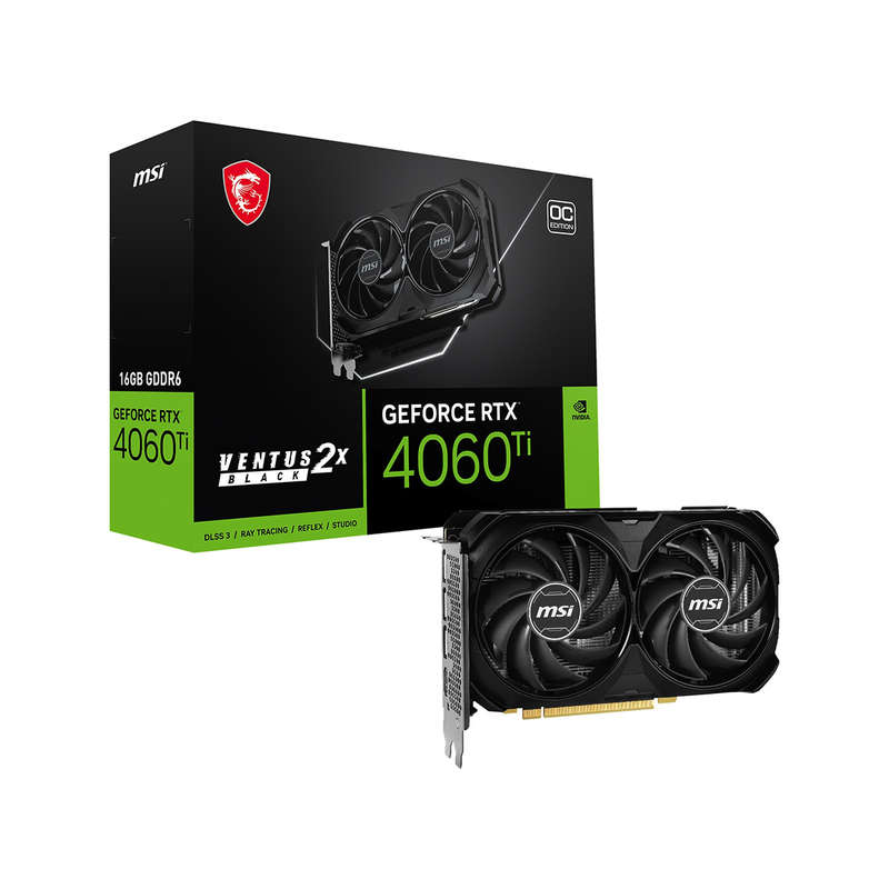 MSI GeForce RTX 4060 Ti VENTUS 2X BLACK 16GB GDDR6 128-Bit Desktop Graphics Card
