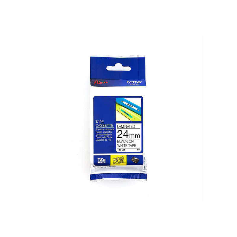 Brother TZ 251 Label Tape Laminated (24mm) Blk/Wht (8m)