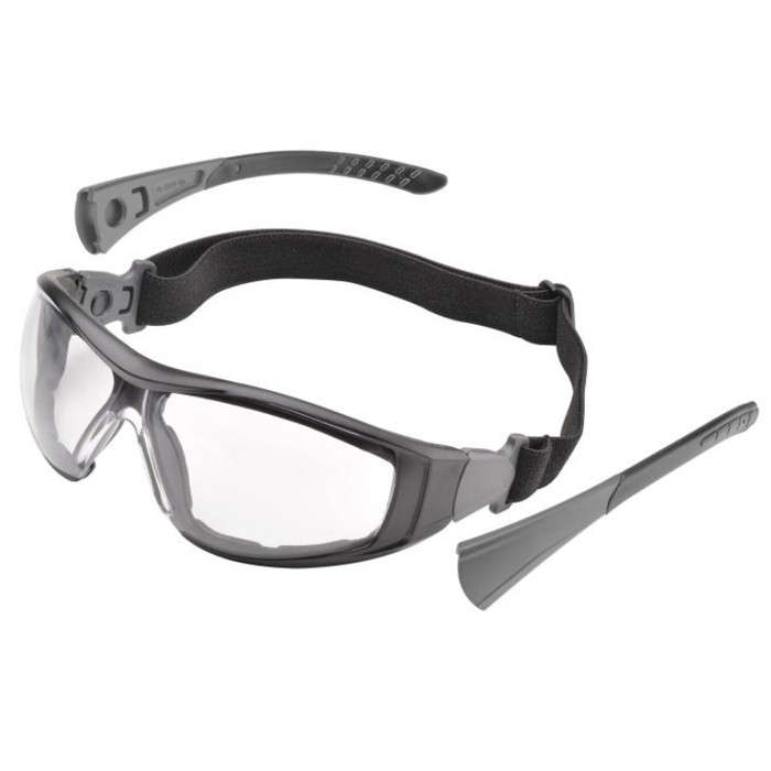 Elvex Go-Specs II Ballistic Glasses, AF/PC Lens, Strap System, Black/Grey Frame - Clear