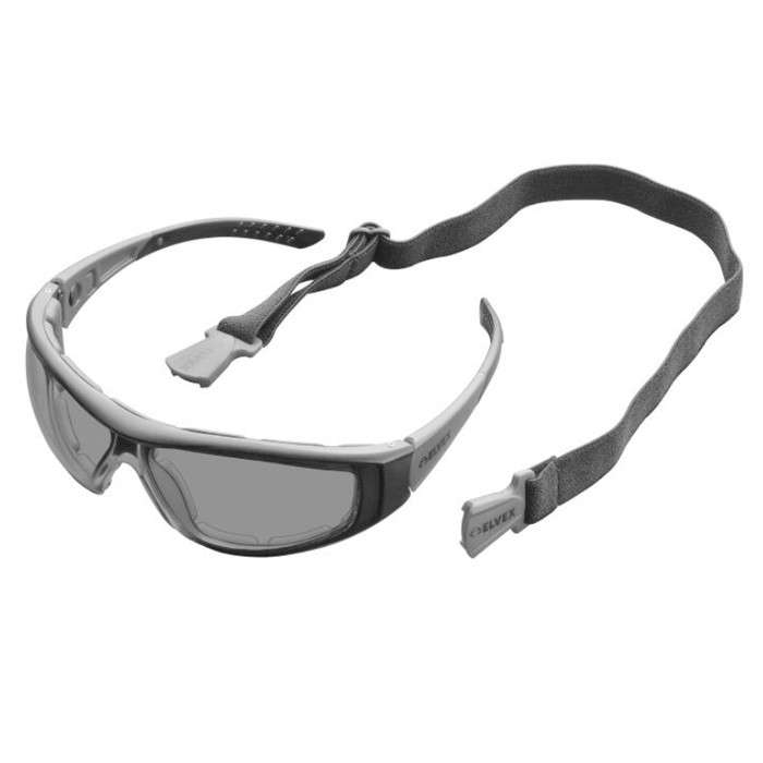 Elvex Go-Specs II Ballistic Glasses, AF/PC Lens, Strap System, Black/Grey Frame - Grey