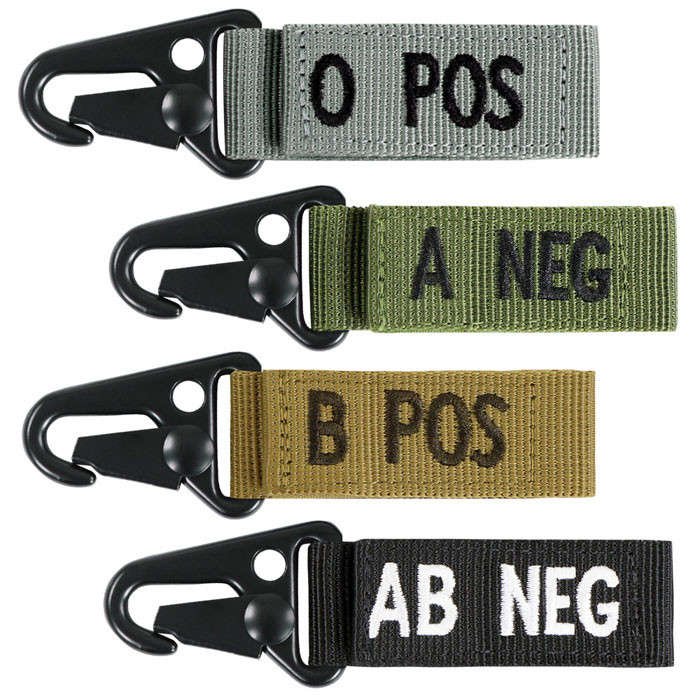 TacSpec Blood Type Key Chain - Various OD B Neg
