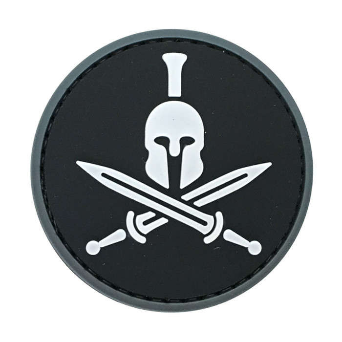 TacSpec "Round Spartan Molon Labe" PVC Velcro Patch - White/Black