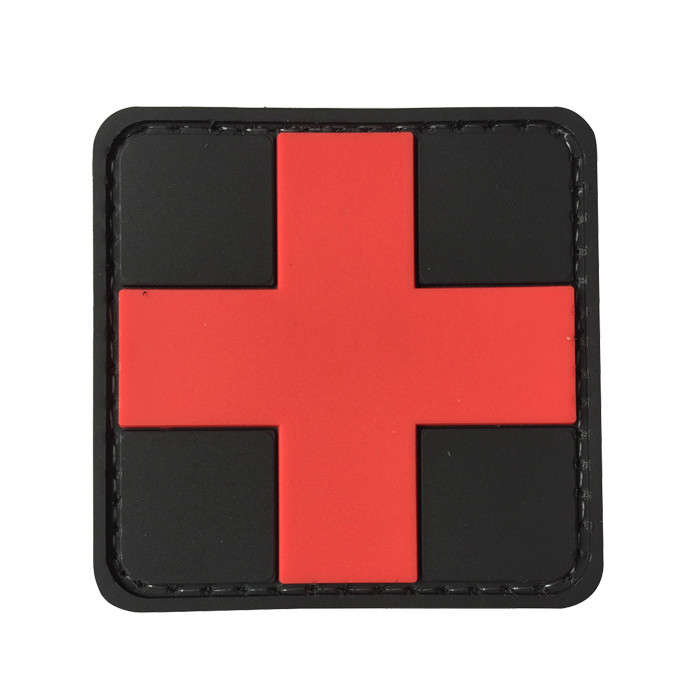 TacSpec "Medic Cross" PVC Velcro Patch - Black/Red