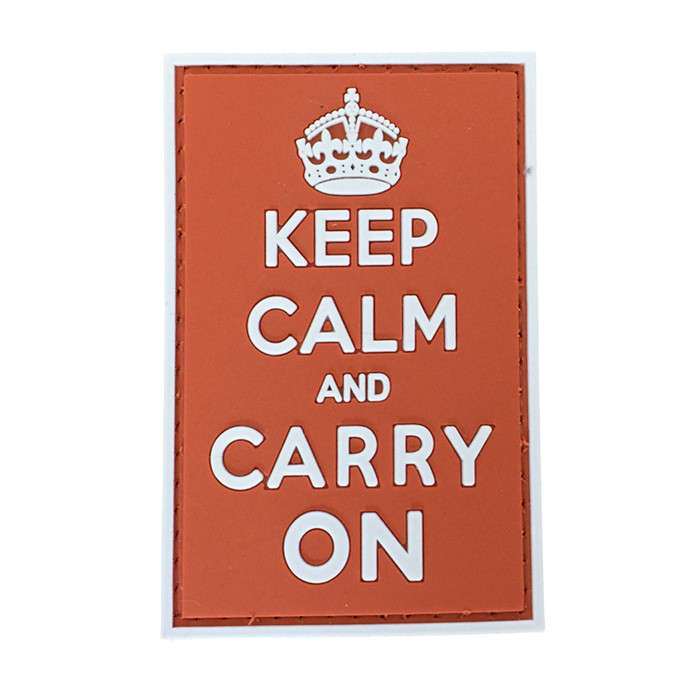 TacSpec "Keep Calm and Carry On" PVC Velcro Patch - White/Red