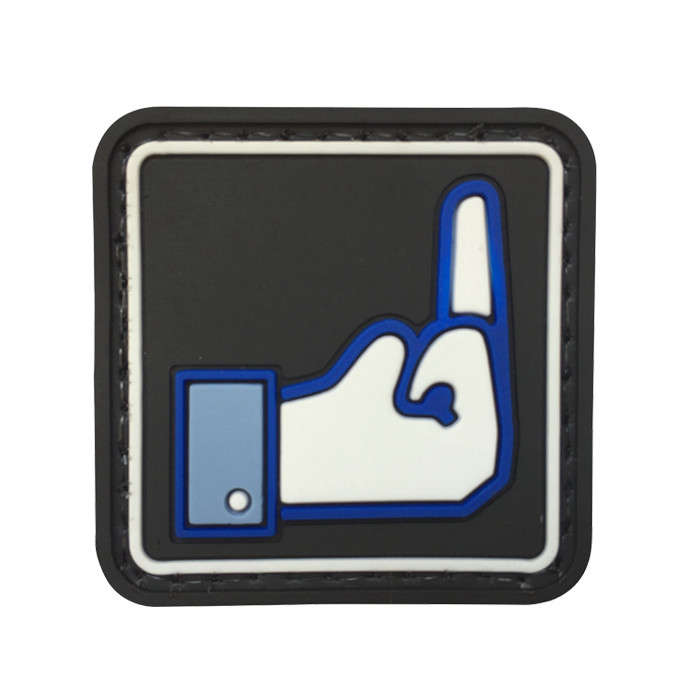 TacSpec "Square Dislike Button" PVC Velcro Patch - Black/Blue/White