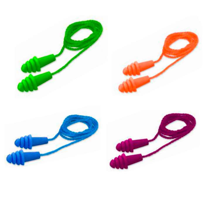 Elvex Quattro Reusable Corded Ear Plugs, SNR 32 - Magenta