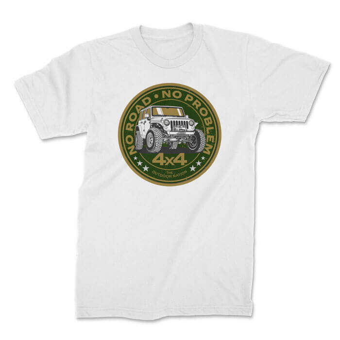 TON "No Road, No Problem - Jeep" Unisex Premium T-Shirt - White M