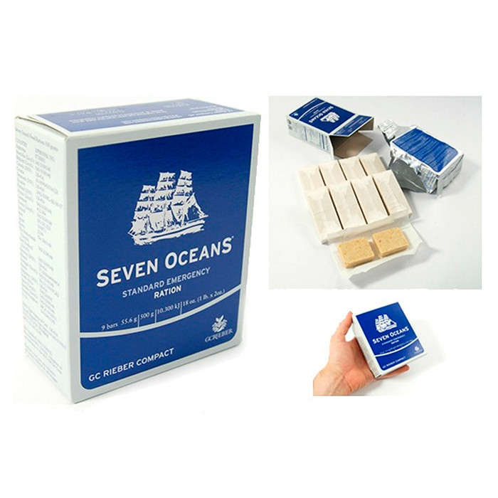 Seven Oceans Emergency Food Rations - 1 x 500g Box of 9 Bars (2500 Calories)
