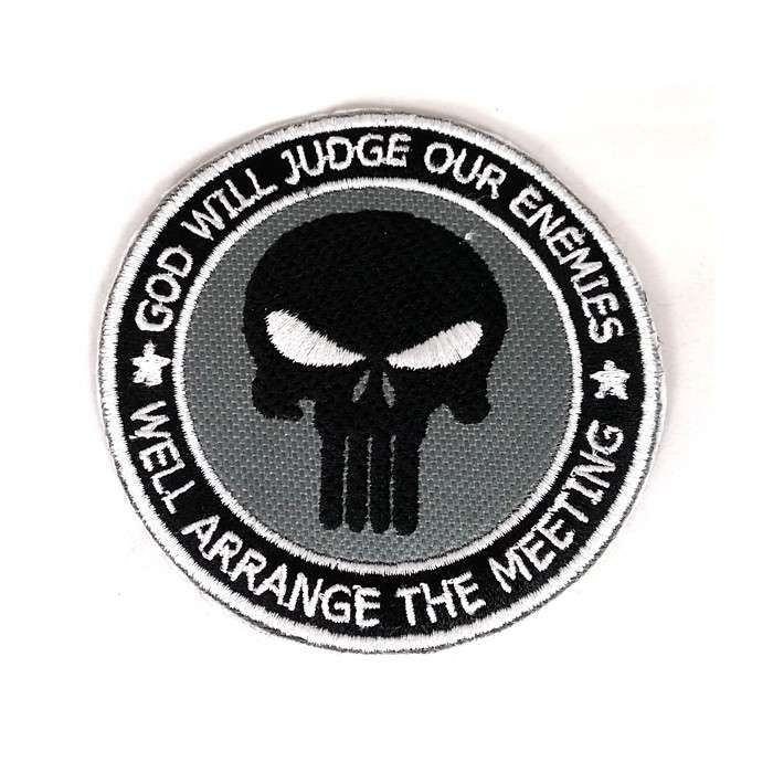 DZI Punisher 80mm Round Velcro Patch - White/Black