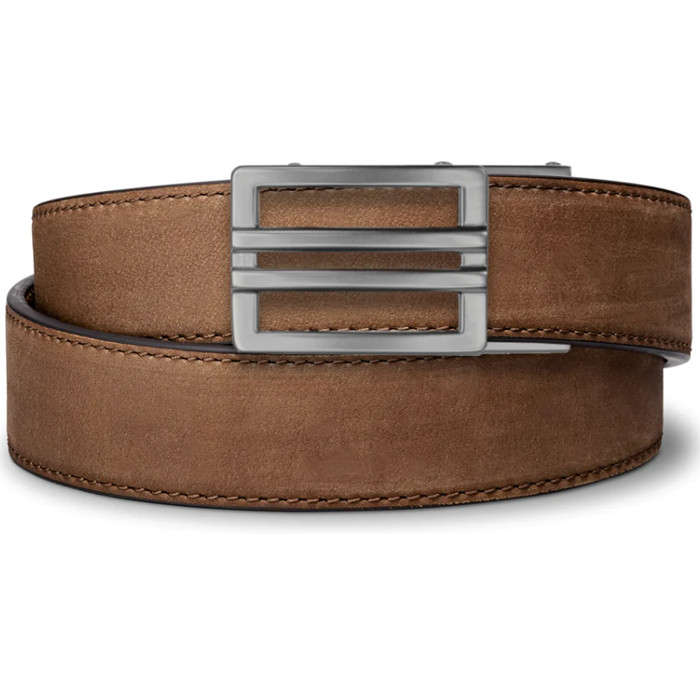 Kore Reinforced Buffalo Leather Ratcheting Gun Belt with X1 Buckle - Brown - 24" - 44"