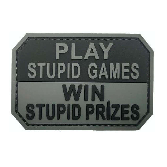 Tacspec "Play Stupid Games" PVC Velcro Patch - Black