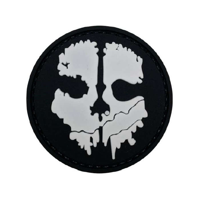 TacSpec "COD Ghost Skull" PVC Velcro Patch - Black/White
