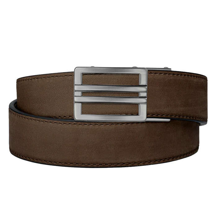 Kore Reinforced Buffalo Leather Ratcheting Gun Belt with X1 Buckle - Coffee - 24" - 44"