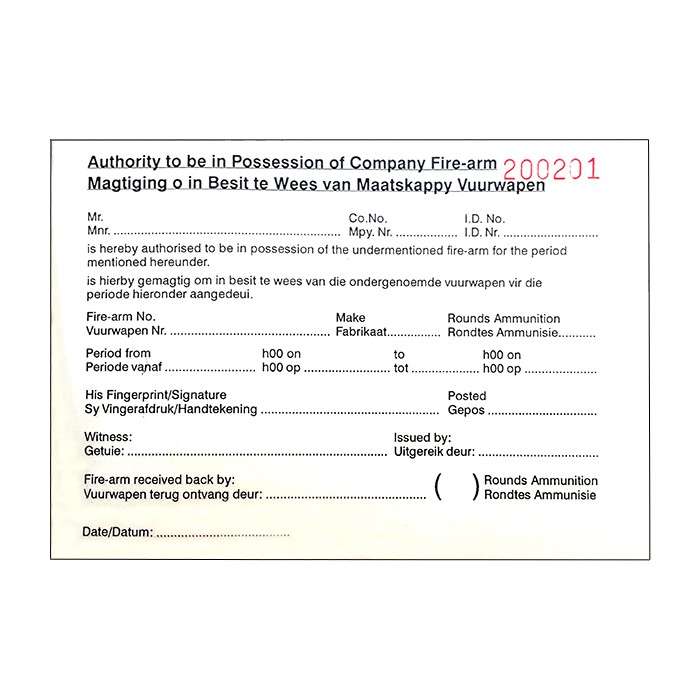 Firearm Permit Book