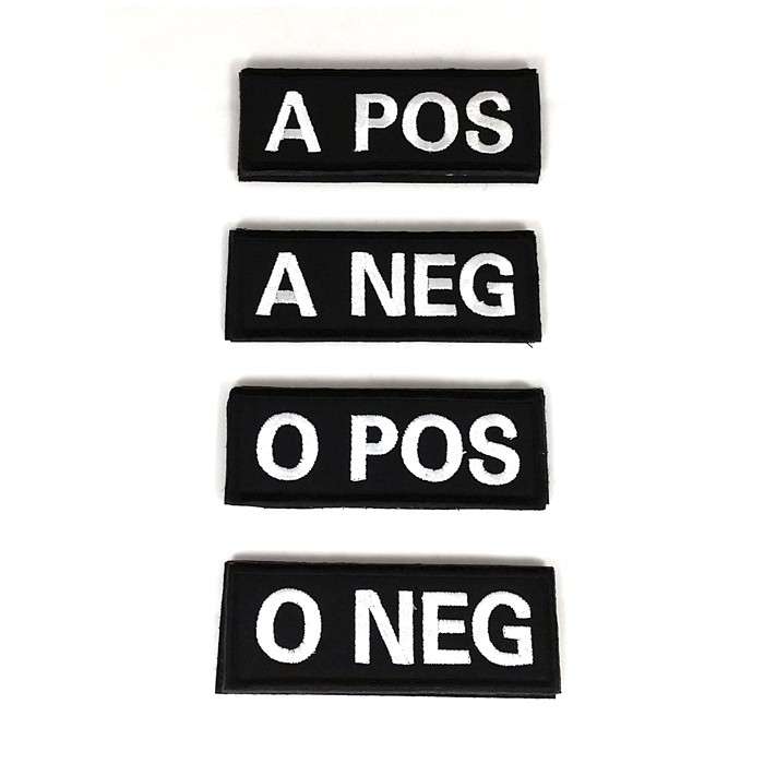 DZI Blood Type Velcro Patch - Various White/Black AB NEG