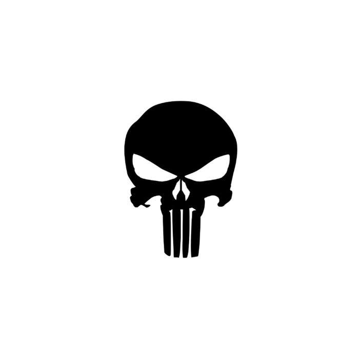 DZI Punisher Vinyl Transfer Sticker - 60mm - Various White