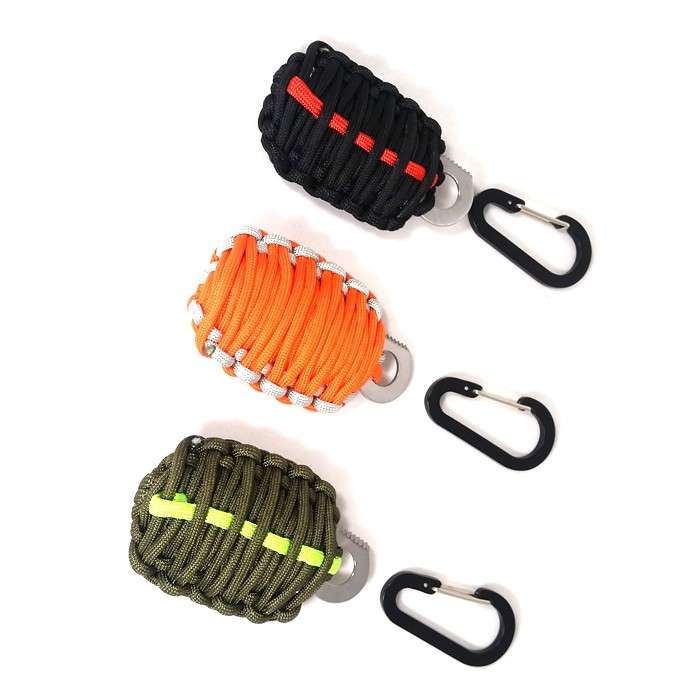 DZI  Paracord Grenade with Survival Kit and Carabiner - Various Orange