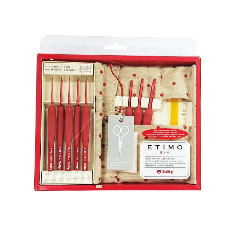 Tulip Etimo Red Cushion Rubber Grip Crochet Hook Set