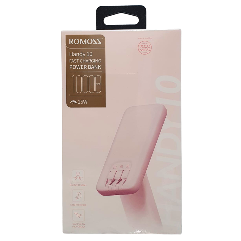 Romoss 10000mAh Fast Charging Power Bank - Pink