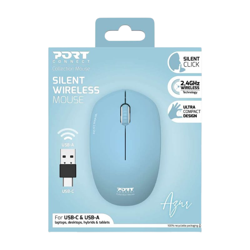 Port 2.4Ghz Wireless Mouse - Azure