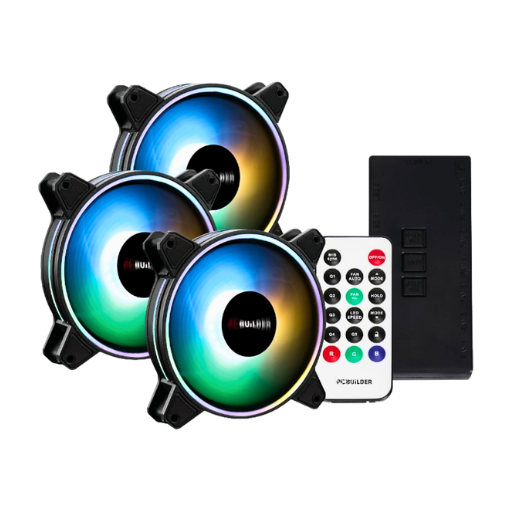 PCBuilder Tempest Chill Fan Kit 3x120mm Dual Glow ARGB Fan + Controller + RF Remote
