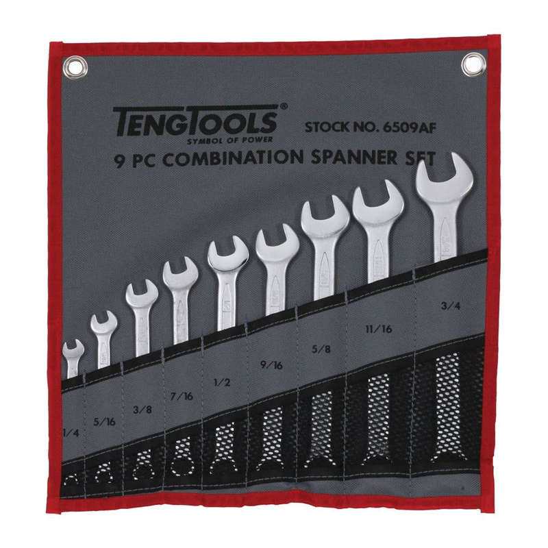 Imperial Combination Spanner Set in Tool Roll, 9 Piece 6509AF
