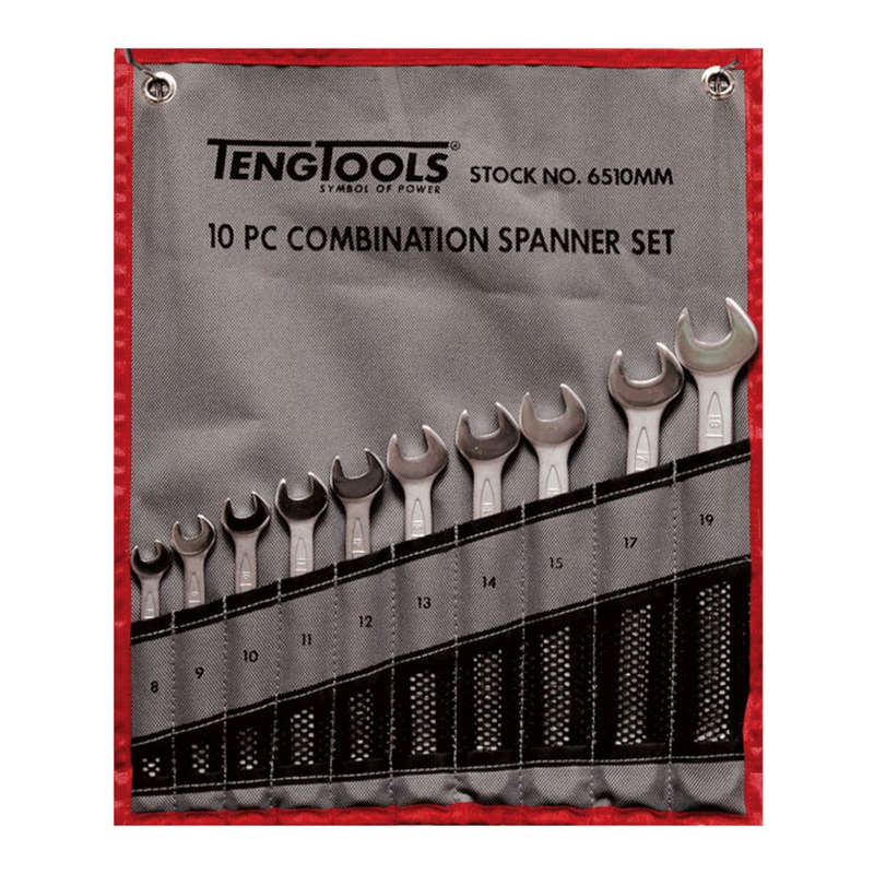 10 Piece Metric Combination Spanner Set in Tool Roll 6510MM