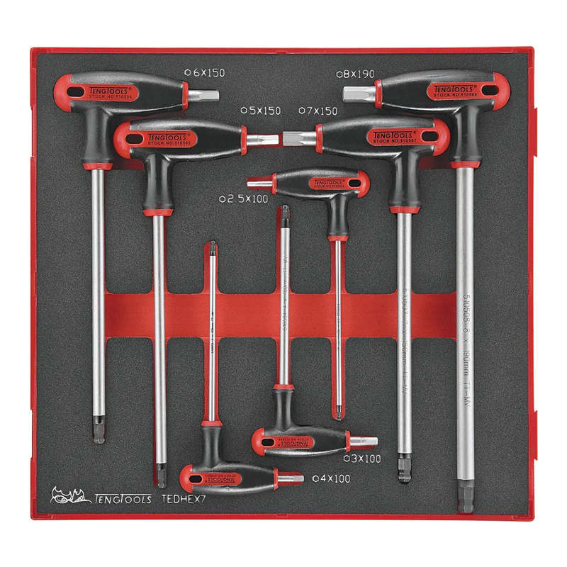 7PC T-Handle Hex Key Set in EVA Foam TEDHEX7