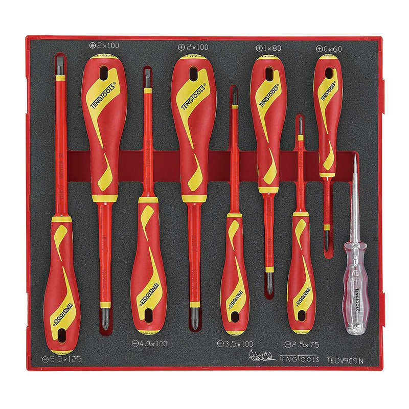 9 piece 1000 Volt Insulated Screwdriver Set in EVA TEDV909N