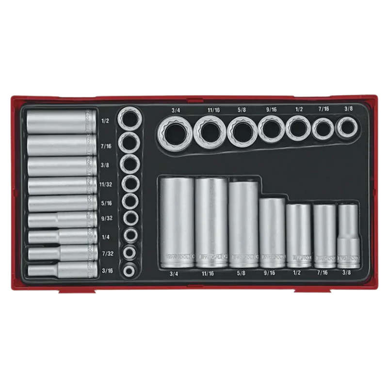 Socket Set 1/4 and 3/8 in Drive 12pt AF - TTAF3212