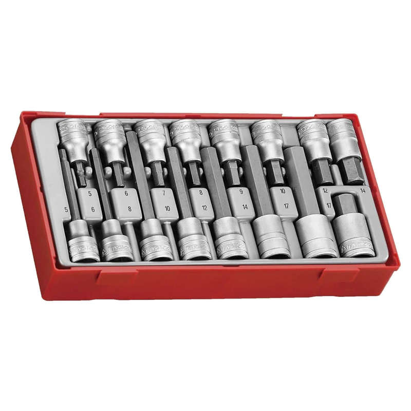 1/2" Drive Hex Bit Socket Tray, 16 Pieces - TTHEX16