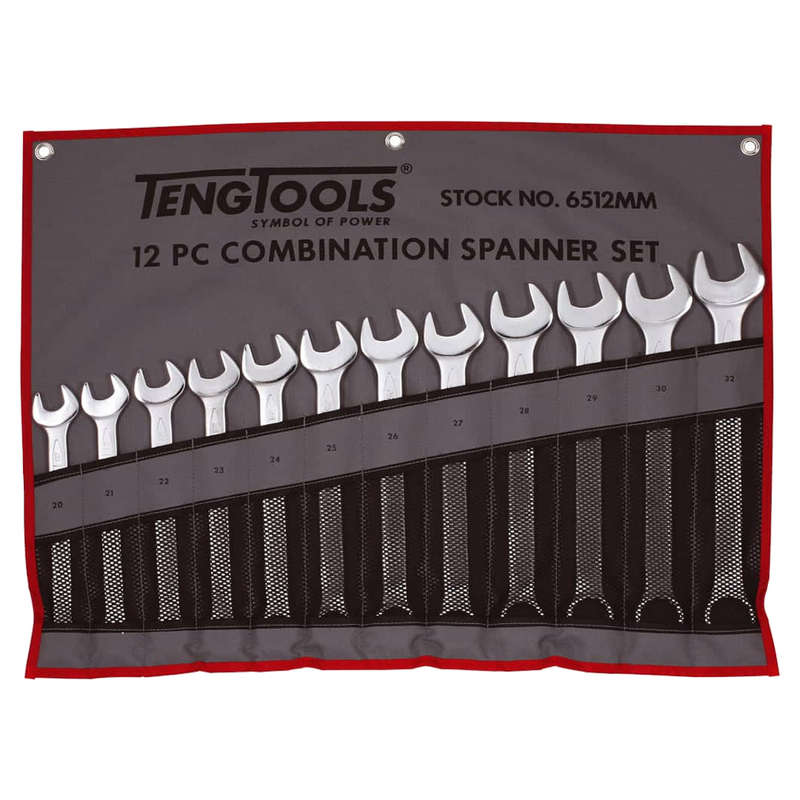 Teng Tools 12 Piece 12 Point Metric Combination Wrench Set (20MM - 32MM) - 6512MM, Silver