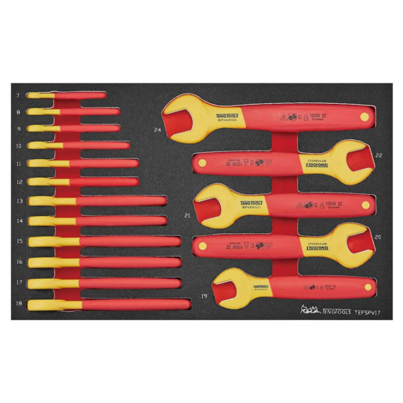 INSULATED SPANNER SET FOAM3 17 PIECES