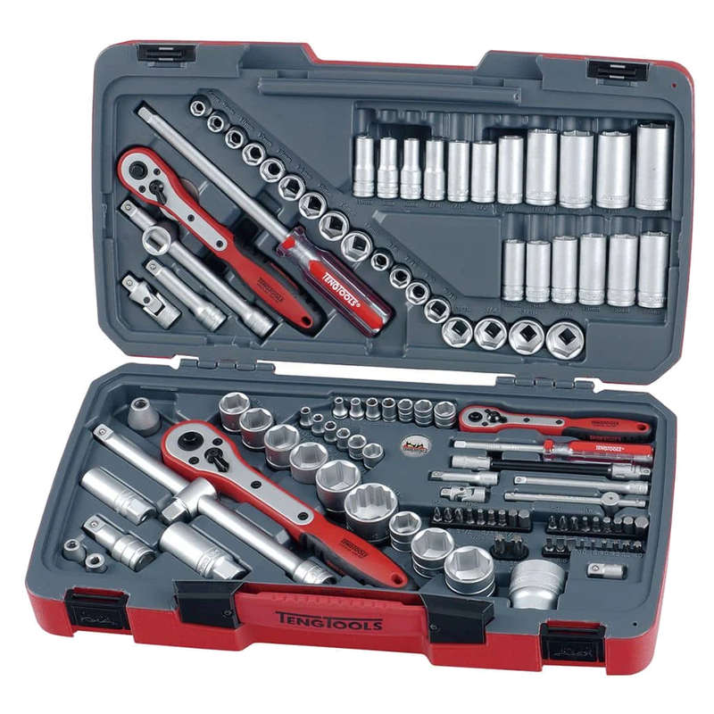 Teng Tools 111 Piece 1/4, 3/8 & 1/2 Inch Drive Metric & SAE Regular/Shallow & Deep Socket Set -TM...